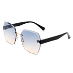 Evernova - Oversize Square Geometric Rimless Tinted Fashion Sunglasses