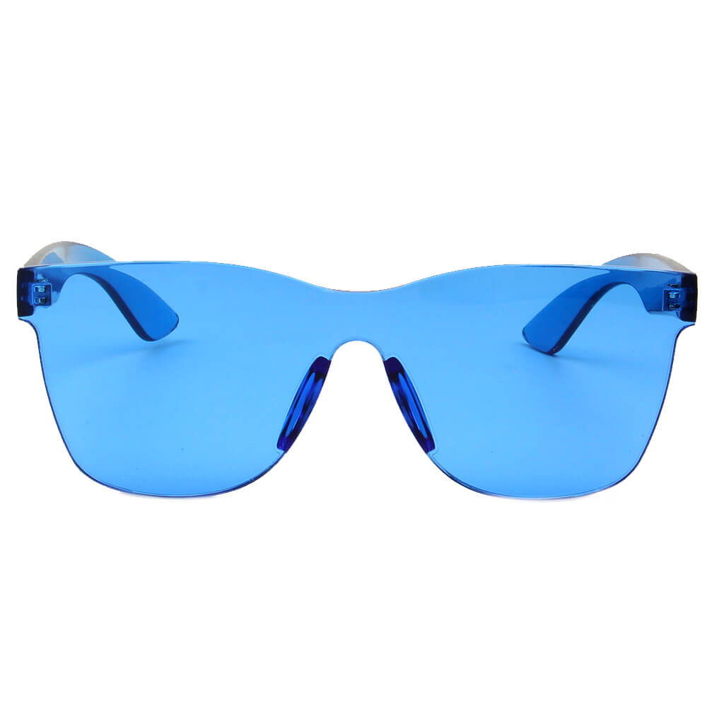 LEMOORE | Retro Flat Lens Candy Color Square Rimless Tinted Colorful Lenses Sunglasses