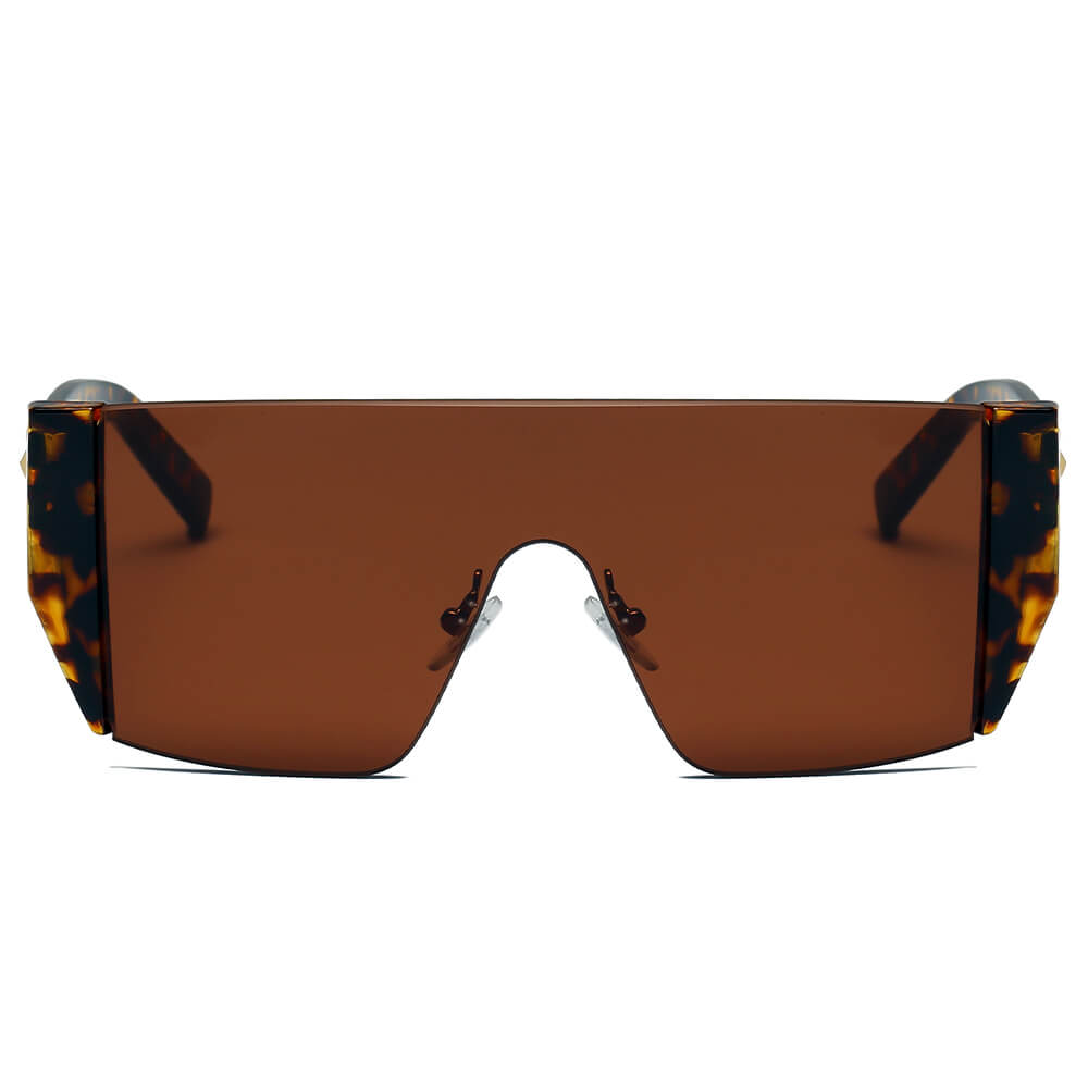 MABLETON | Women Retro Flat Top Lens Square Shield Wrap Around Sunglasses