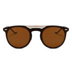 INDIO | Retro Mirrored Brow-Bar Design Circle Round Fashion Sunglasses