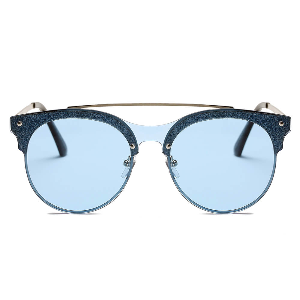 ENDICOTT | Round Circle Brow-Bar Tinted Lens Sunglasses