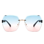 Evernova - Oversize Square Geometric Rimless Tinted Fashion Sunglasses