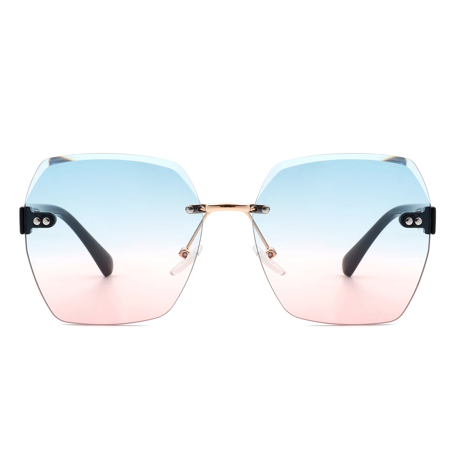Evernova - Oversize Square Geometric Rimless Tinted Fashion Sunglasses