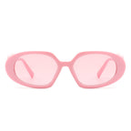 Glittera - Rectangle Retro Oval Chic Round Lens Leaf Design Fashion Sunglasses
