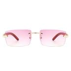 Oceanize - Rectangle Rimless Retro Frameless Fashion Tinted Sunglasses