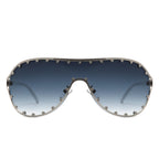 Evanesce - Oversize Rhinestone Design Fashion Women Aviator Sunglasses