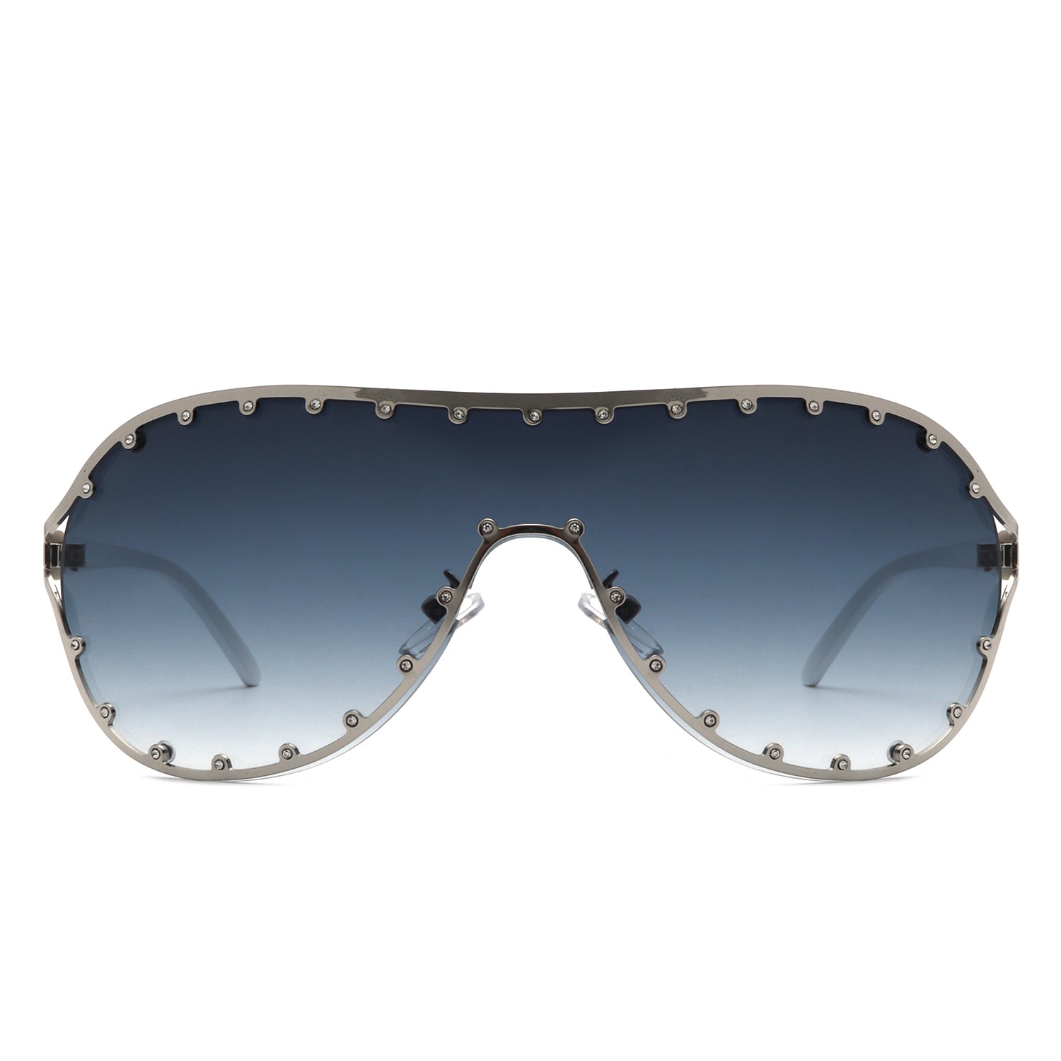 Evanesce - Oversize Rhinestone Design Fashion Women Aviator Sunglasses