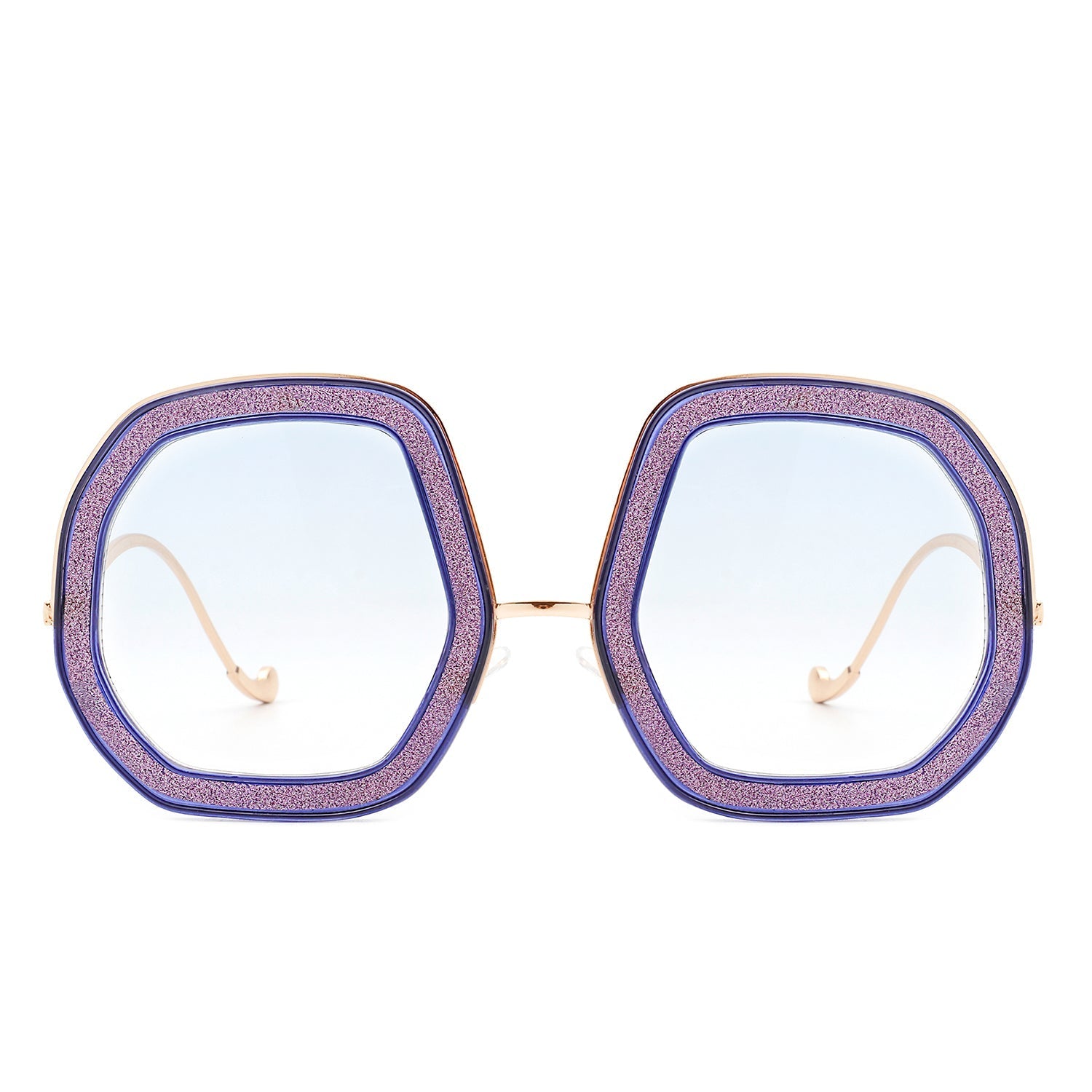 Xanadawn - Women Round Irregular Geometric Glitter Fashion Sunglasses