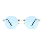 Crescent - Circle Retro Round Rimless Fashion Tinted Vintage Sunglasses