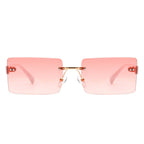 Jadesoul - Rectangle Retro Rimless Tinted Fashion Vintage Square Sunglasses