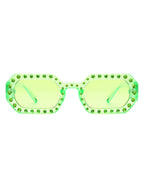 Whisp - Square Retro Rhinestone Tinted Geometric Fashion Sunglasses
