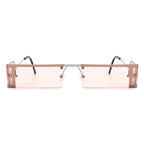 Loro - Rectangle Retro Narrow Slim Flat Top Tinted Sunglasses