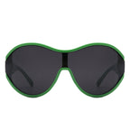 Gwyneth - Oversize Oval Retro Circle Fashion Curved Round Sunglasses