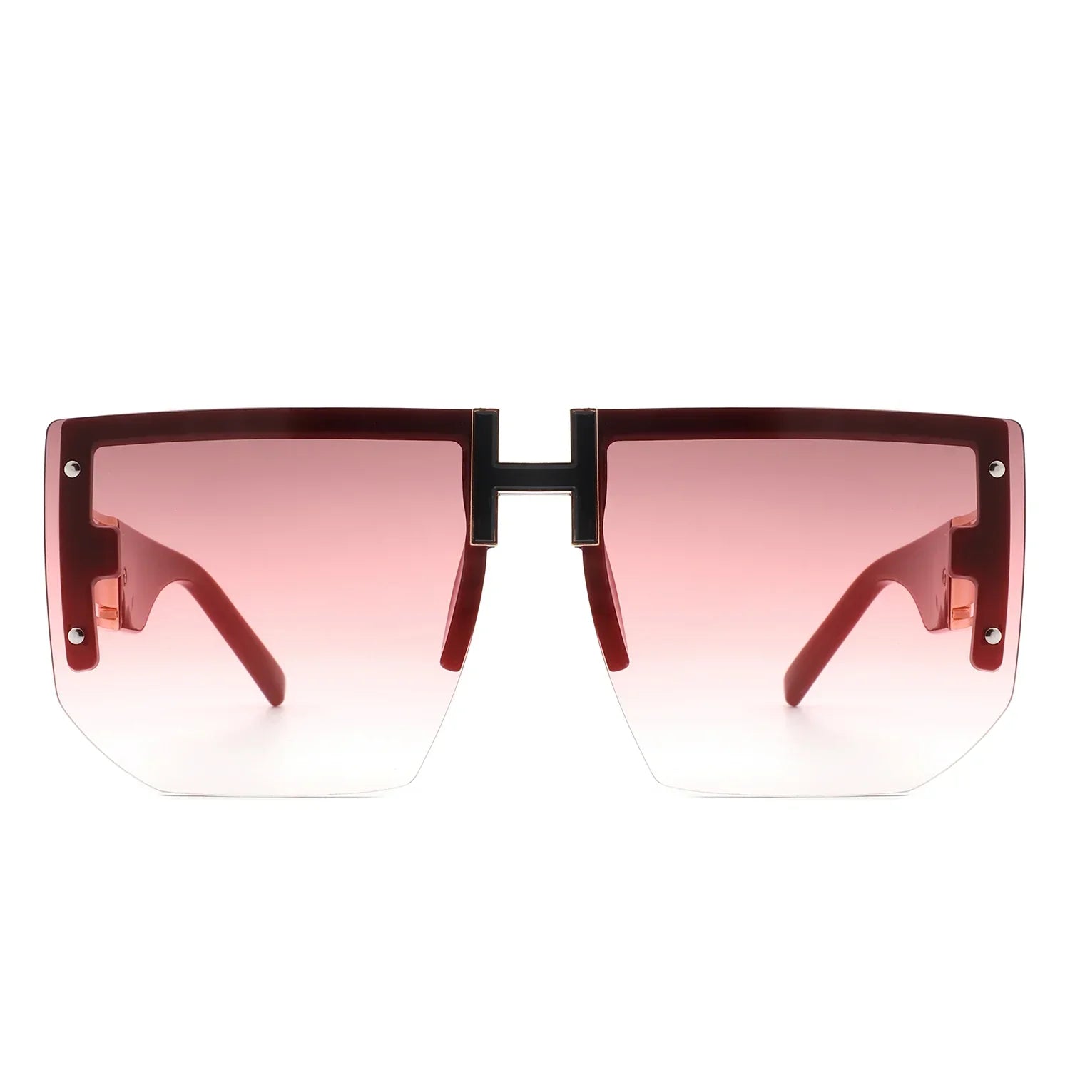 Kaelor - Square Oversized Flat Top Gradient Half Frame Sunglasses