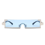 Celestra - Retro Rectangular Narrow Semi Rimless Vintage Slim Fashion Sunglasses