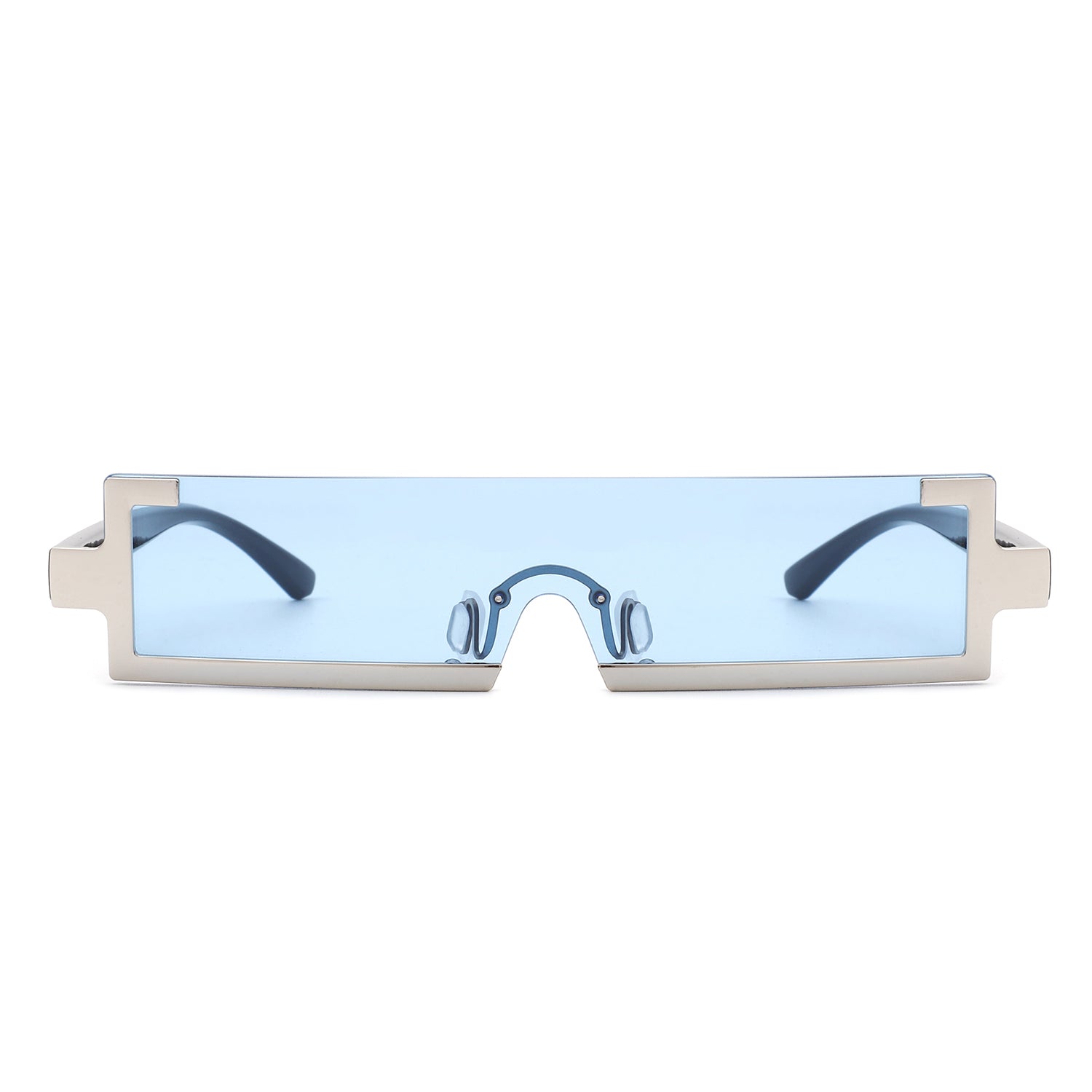Celestra - Retro Rectangular Narrow Semi Rimless Vintage Slim Fashion Sunglasses