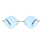 Bluewave - Rimless Retro Round Geometric Frameless Tinted Fashion Sunglasses
