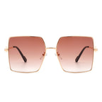 Benazia - Square Oversize Flat Top Large Tinted Women Fashion Sunglasses