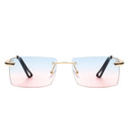 Vibrante - Rectangle Rimless Retro Tinted Fashion Flat top Sunglasses