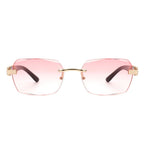 Hailstorm - Rectangle Retro Rimless Tinted Frameless Fashion Square Sunglasses