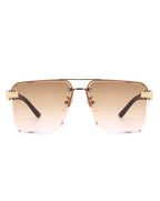 Blip - Retro Tinted Rimless Brow-Bar Fashion Square Sunglasses