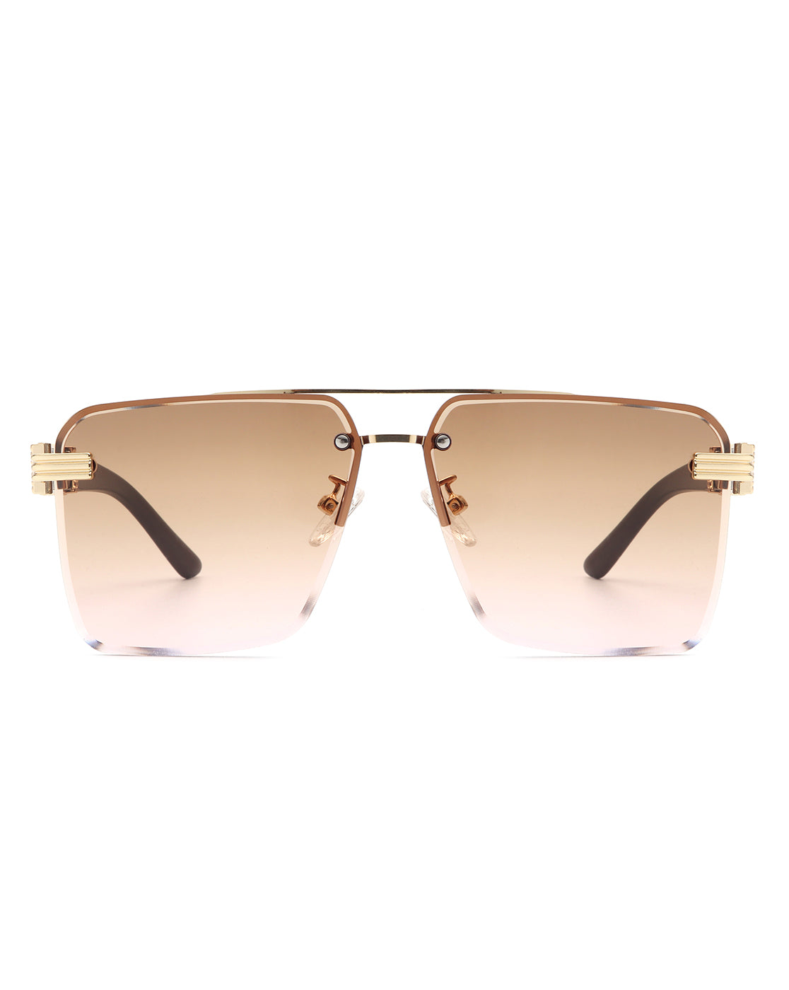 Blip - Retro Tinted Rimless Brow-Bar Fashion Square Sunglasses