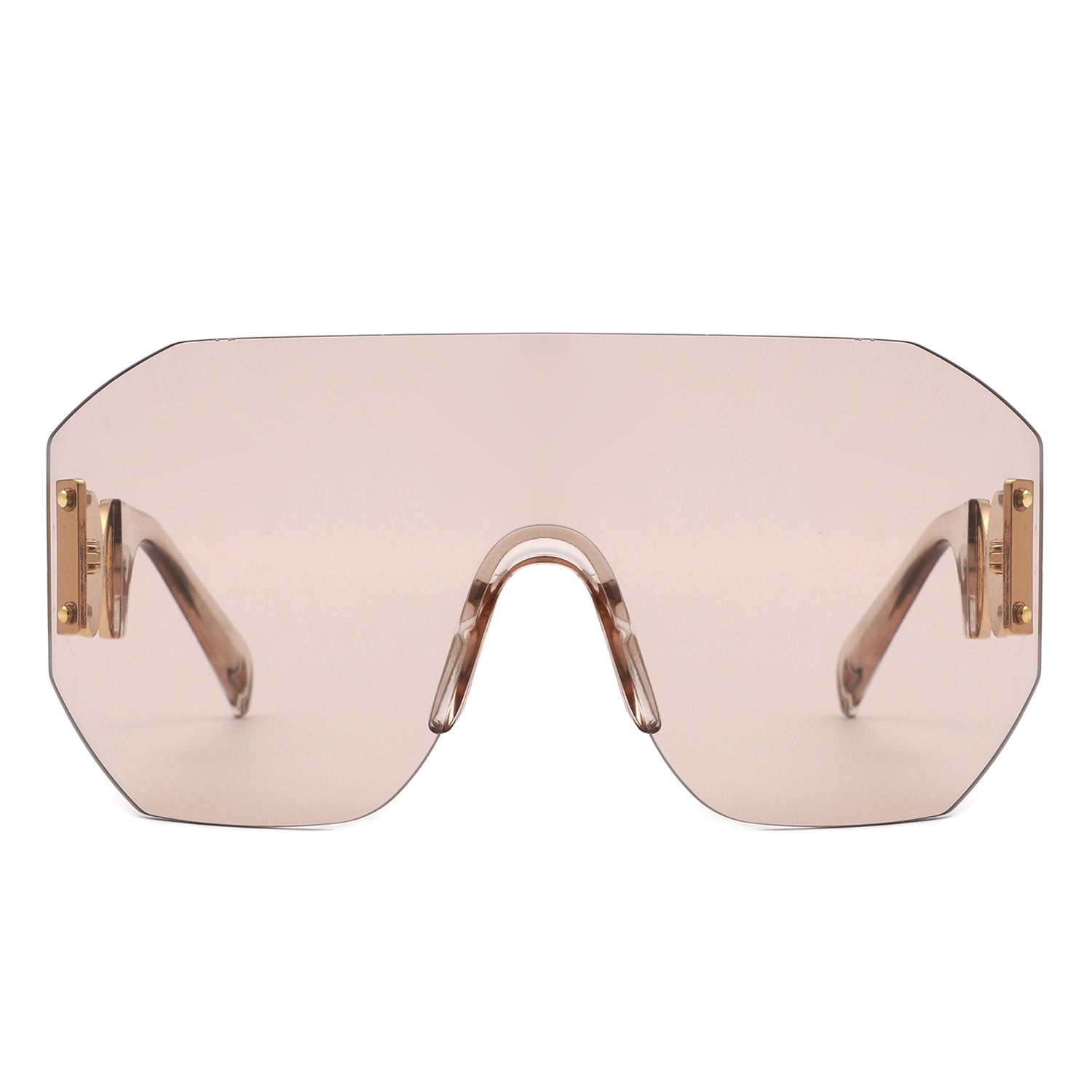 Brio - Oversized Bold Square Retro Rimless Sunglasses
