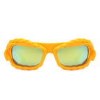 Riff - Rectangle Irregular Twisted Thick Frame Futuristic Sunglasses