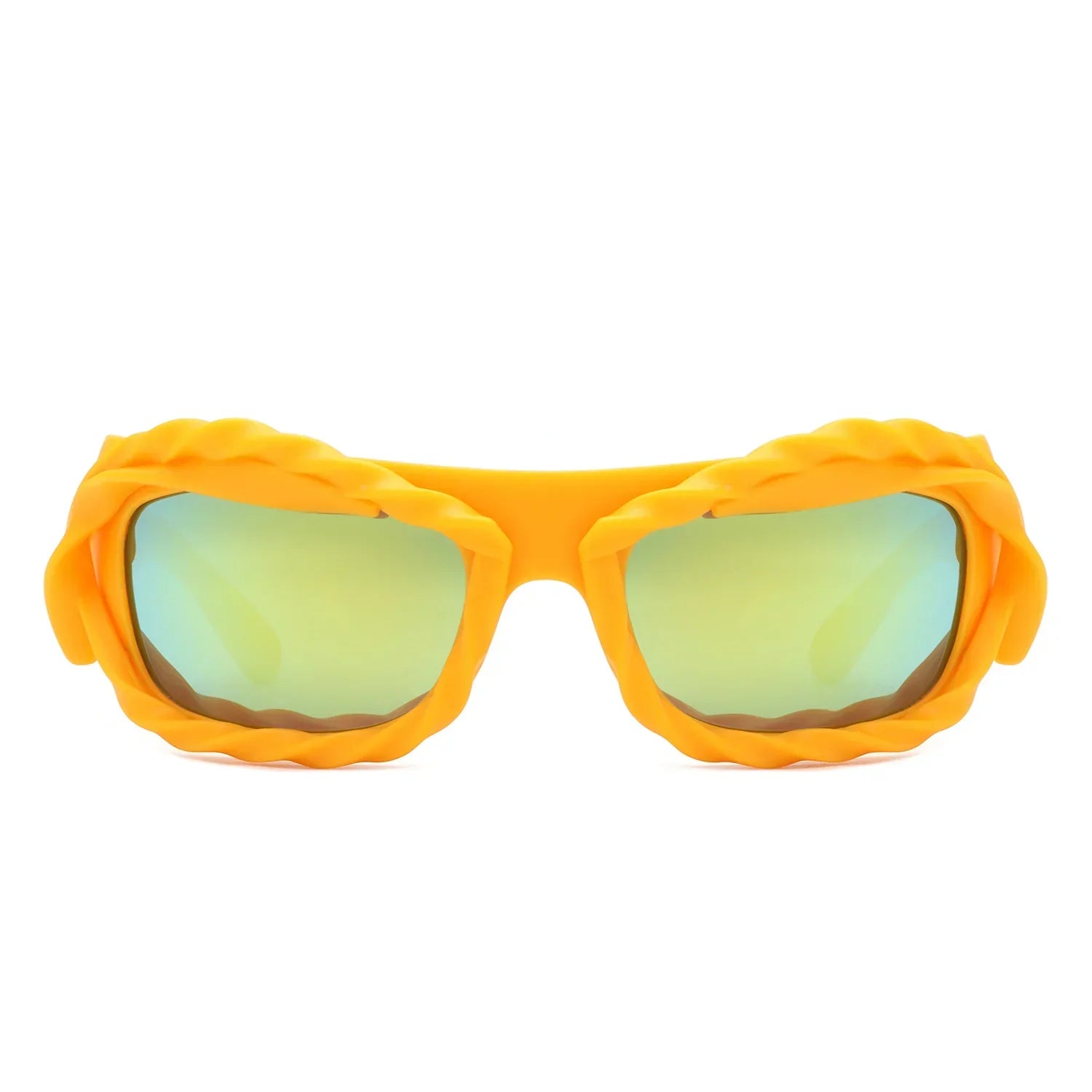 Riff - Rectangle Irregular Twisted Thick Frame Futuristic Sunglasses