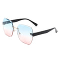 Evernova - Oversize Square Geometric Rimless Tinted Fashion Sunglasses