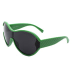 Gwyneth - Oversize Oval Retro Circle Fashion Curved Round Sunglasses