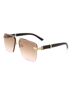 Blip - Retro Tinted Rimless Brow-Bar Fashion Square Sunglasses