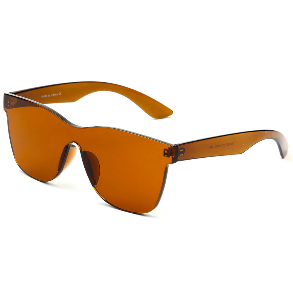 LEMOORE | Retro Flat Lens Candy Color Square Rimless Tinted Colorful Lenses Sunglasses