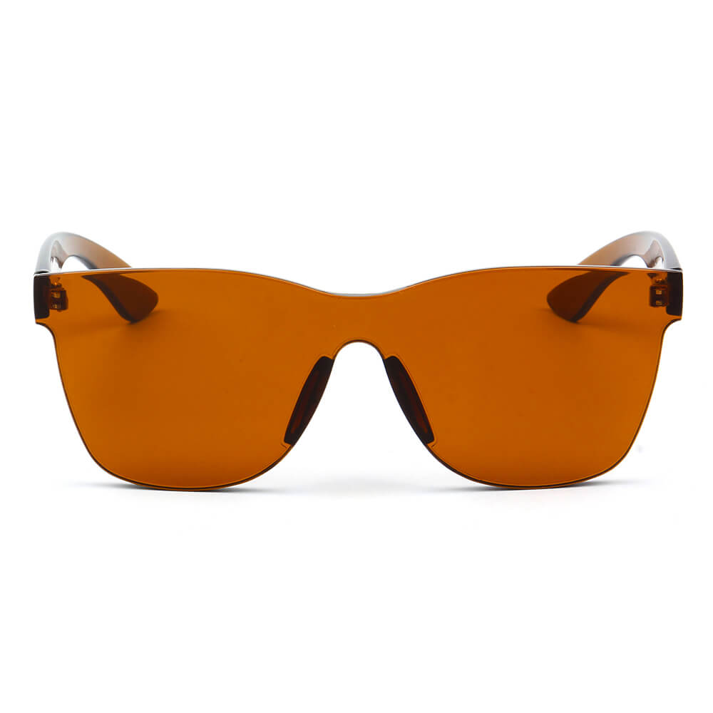LEMOORE | Retro Flat Lens Candy Color Square Rimless Tinted Colorful Lenses Sunglasses