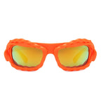 Riff - Rectangle Irregular Twisted Thick Frame Futuristic Sunglasses