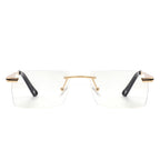 Vibrante - Rectangle Rimless Retro Tinted Fashion Flat top Sunglasses