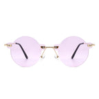 Crescent - Circle Retro Round Rimless Fashion Tinted Vintage Sunglasses