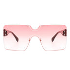 Yellowyx - Square Rimless Oversize Flat Top Retro Frameless Sunglasses