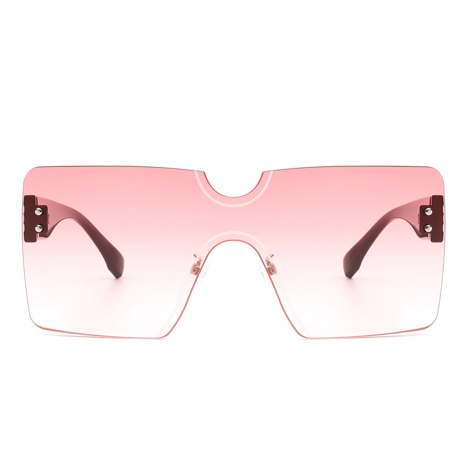 Yellowyx - Square Rimless Oversize Flat Top Retro Frameless Sunglasses