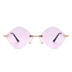 Bluewave - Rimless Retro Round Geometric Frameless Tinted Fashion Sunglasses