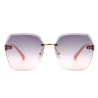 Evernova - Oversize Square Geometric Rimless Tinted Fashion Sunglasses