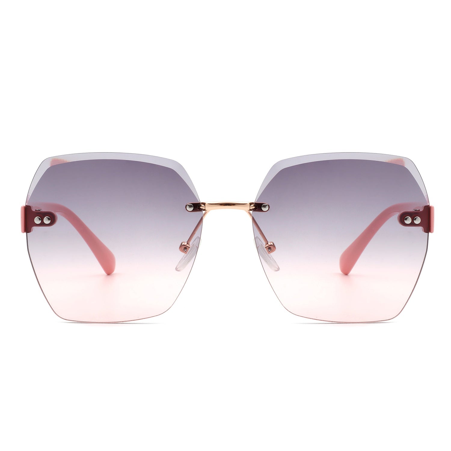 Evernova - Oversize Square Geometric Rimless Tinted Fashion Sunglasses
