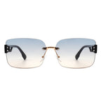 Dreamsea - Rectangle Classic Rimless Square Retro Tinted Fashion Sunglasses