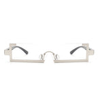 Celestra - Retro Rectangular Narrow Semi Rimless Vintage Slim Fashion Sunglasses
