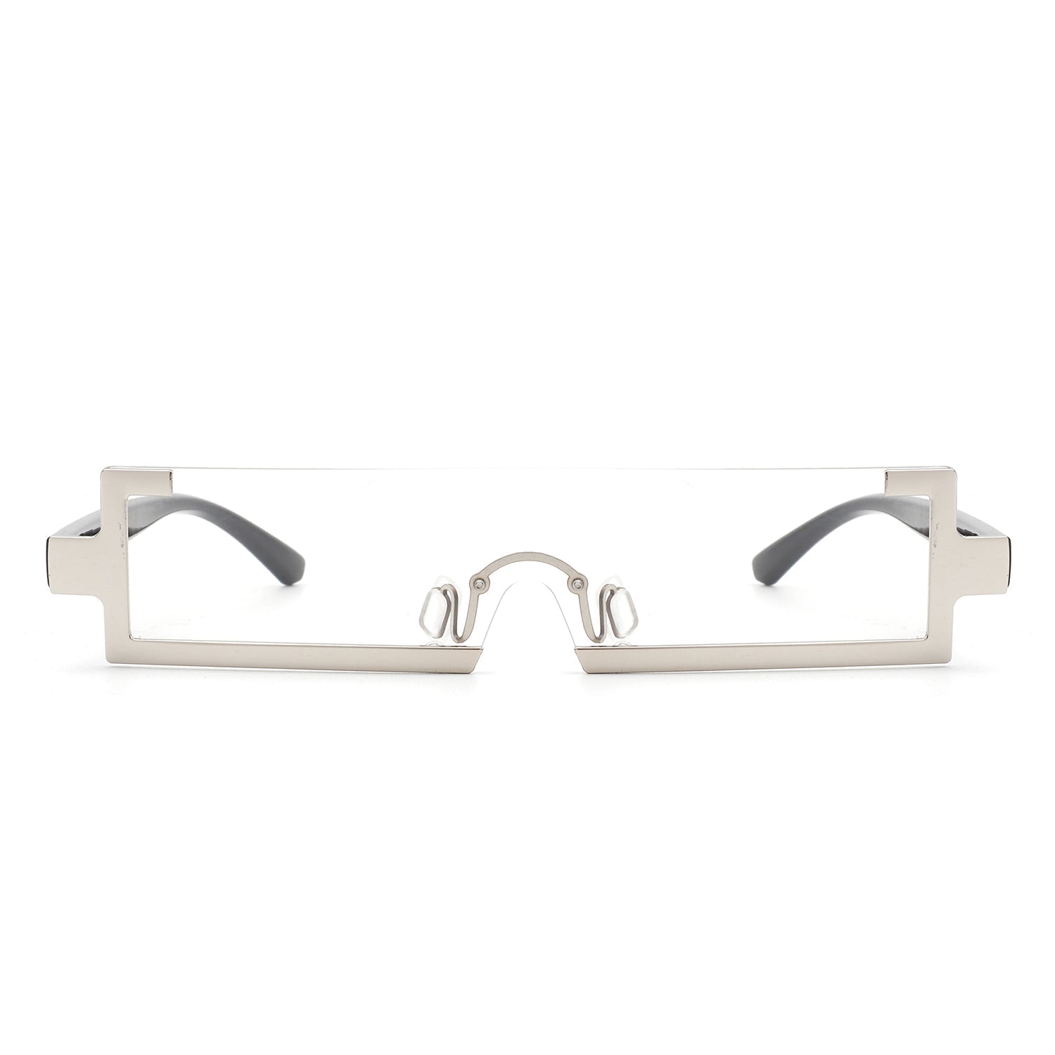 Celestra - Retro Rectangular Narrow Semi Rimless Vintage Slim Fashion Sunglasses