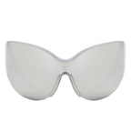 Quirk - Futuristic Oversized Shield Wrap Around Tinted Sunglasses