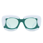 Twirl - Square Geometric Irregular Chunky Fashion Futuristic Sunglasses
