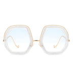 Xanadawn - Women Round Irregular Geometric Glitter Fashion Sunglasses