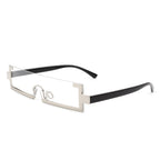 Celestra - Retro Rectangular Narrow Semi Rimless Vintage Slim Fashion Sunglasses