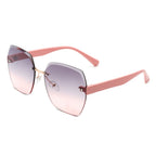 Evernova - Oversize Square Geometric Rimless Tinted Fashion Sunglasses
